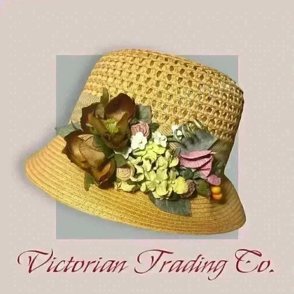 1920's Dry Mum Cloche Flapper Straw Hat With Floral Accents & Hat Box Vintage Fa - Picture 3 of 5